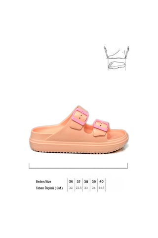 Sermoda Çift Toka Hafif Eva Yazlık Plaj Terliği Havuz Terliği Lavabo Terliği Pudra Pembe Pudra - Pembe