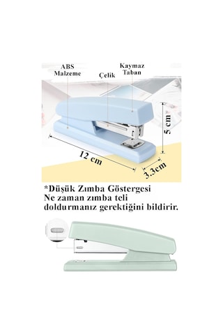 Açık Yeşil Zımba Makinesi No:10 1 Adet Küçük Zımba Makinası Ve Teli 15 20 Sayfa Ofis Büro Okul Öğrenci Küçük Boy