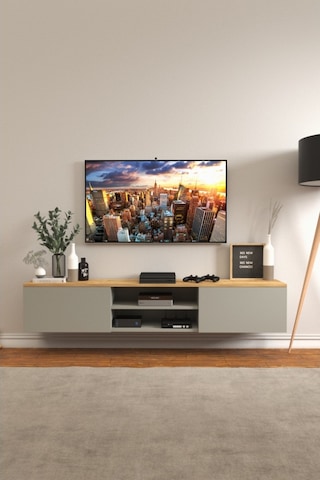 B3 Concept Nort Serisi Koyu Gri & Safir Meşe 2 Kapaklı Duvar Tipi