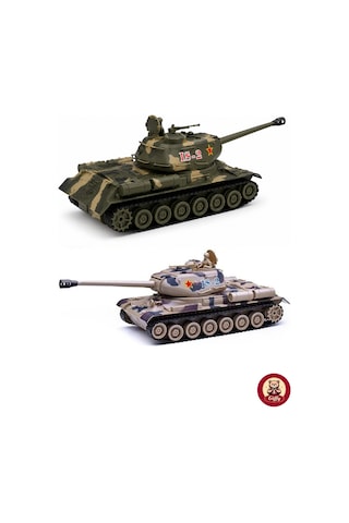 Oyuncak Uzaktan Kumandalı Tank Is-2 Model Sovyet Tankı Sesli Led Işıklı Müzikli Ses Ve Atış Efektli Şarjlı Göndesi 360 Dönen Rc Tank 1:20 Ölçek 38 Cm Sarı