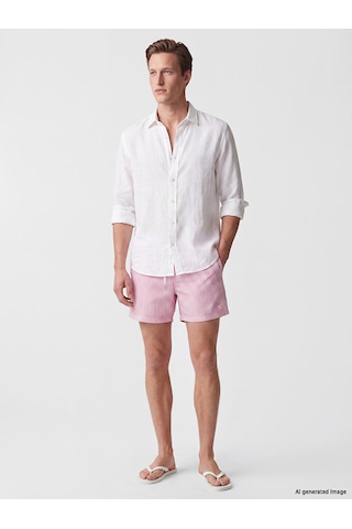 Lcw Swımwear Pembe Kısa Boy Çizgili Erkek Deniz Şortu