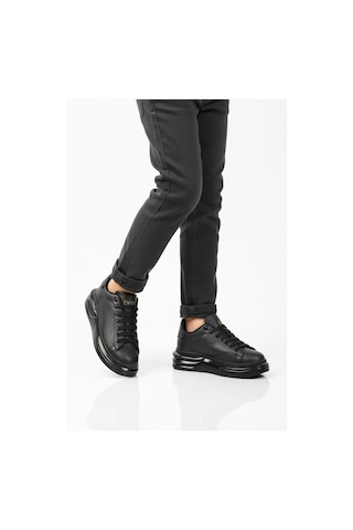 Walkway Siyah Bağcıklı Cilt Hafifi Unisex Sneaker 628 G Siyah