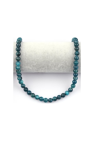 Apatit Ab Kalite Doğal Taş Dizi 8 Mm Küre Kesim Mavi