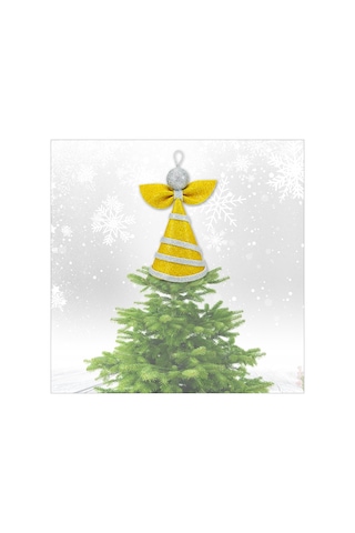 Yılbaşı Ağacı Simli Eva Külah Tepelik, 14cm X 9cm - Altın