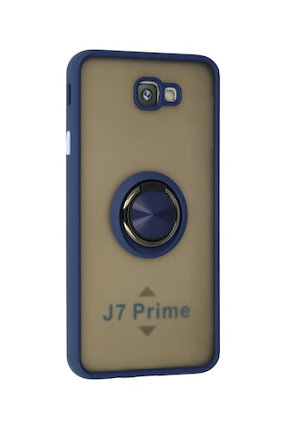 Newface - 497 - Samsung Galaxy Uyumlu J7 Prime Kılıf Montreal Yüzüklü Silikon Kapak - Csmo-tex - - Lacivert