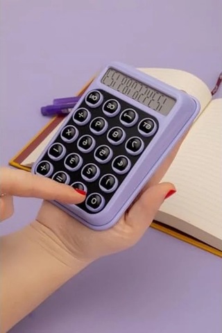 Renkli Işık Enerjili Hesap Makinesi - Günışığında Şarj 124-Pembe
