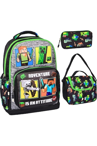 Yeşil Baskılı, 3 Lü İlkokul Erkek Çocuk Beslenmeli Ve Kalemlikli