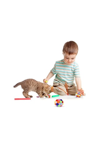 Aee 2 Adet Çıngıraklı Zilli Peluş Kedi Topu 7 Cm Büyük Boy Sesli Kedi Oyuncağı, Dayanıklı Yumuşak Topl