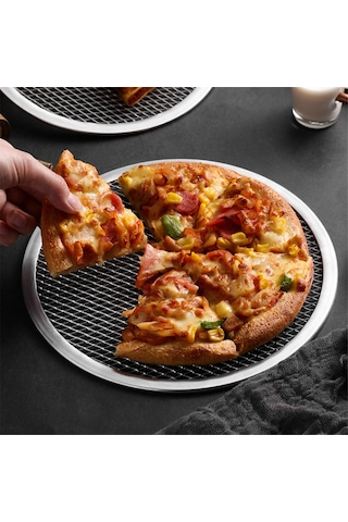 9 İnç Alüminyum Dikişsiz Kenarlı Pizza Pişirme Ekranı Gümüş
