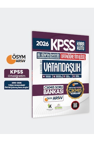 2026 Fullortaöğretim Kpss Vatandaşlık Kara Kutu ÖSYM Çıkmış Soru Bankası Son 15 Yıl(sadece Lise)