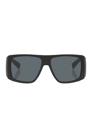 Sl832 001 57 Unisex Geometrik Siyah Kemik Güneş Gözlüğü Siyah