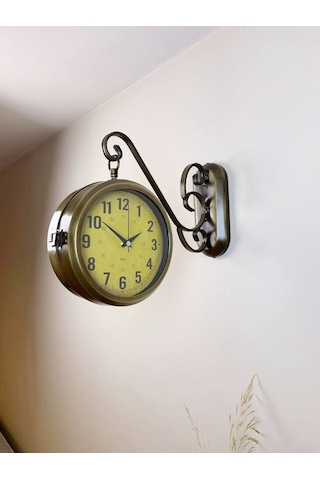 Eskitme Metal Antique İstasyon Saati 36 X 25 Cm