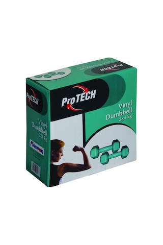 Protech 4 KG Yeşil Vinyl Çiftli Dambıl