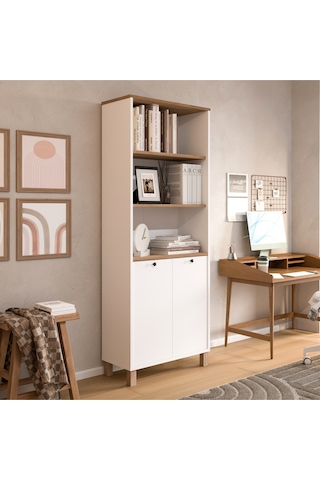 Nord Kitaplık Raf Ahşap Ayaklı 180cm Kapaklı Sepet-beyaz Nd13-sw Beyaz