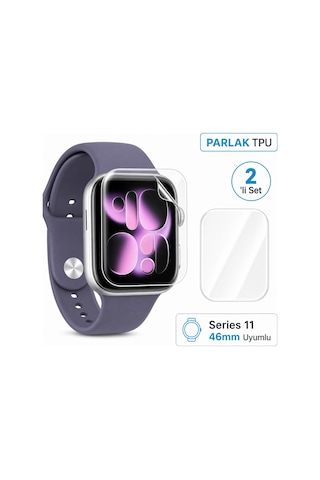 Apple Uyumlu Watch Series 11 46mm Tpu Ekran Koruyucu 2'li Şeffaf