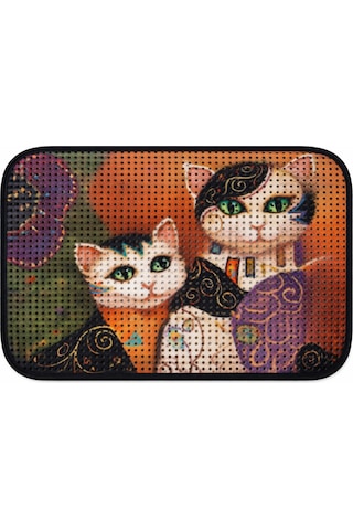 Petesia Elekli Desenli Kedi Tuvalet Önü Paspası 60 X 45 Cm Maske