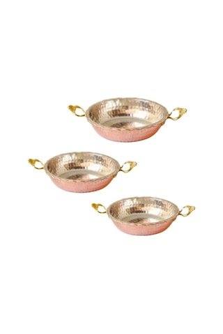 Bakır Tava Tırtıklı 3'lü Set Bakır