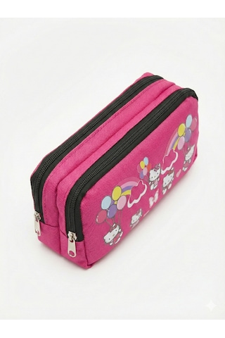 Hello Kitty Baskılı Çift Bölmeli Pembe Kız Çocuk Okul Kalemliği Pembe