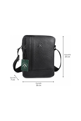 Alphaclub Bag Erkek Siyah Hakiki Deri Postacı El Ve Omuz Çantası Orta Boy