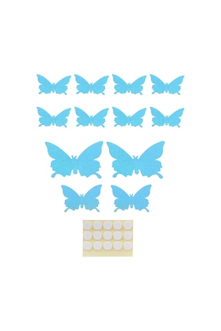 Yaleker 12 Adet 3d Simülasyon Parlak Kelebek Duvar Stickerleri - Pvc Çevre Dostu, Ev Dekorasyonu, Düğün, Balkon İçin Dayanıklı Dekoratif Etiketler Mavi