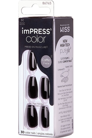 İmpress Color Kendinden Yapışkanlı Takma Tırnak Uzun Siyah