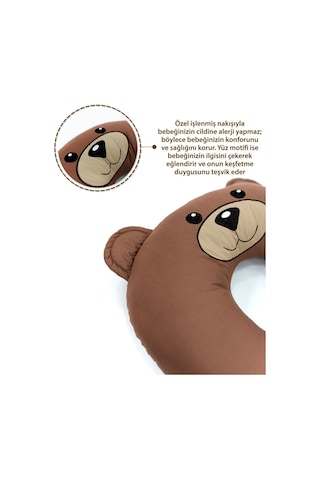 Çift Taraflı Emzirme Yastığı Bebek Destek Minderi Hamile Yastığı Pamuk Kumaş Morbear Serisi