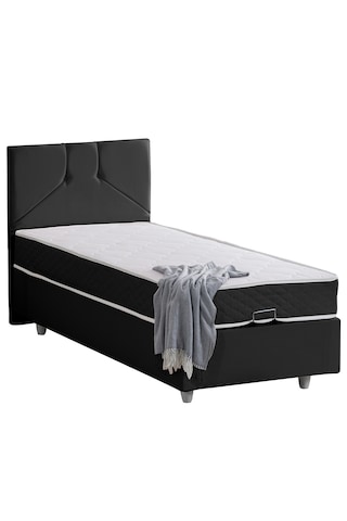 Wick Tek Kişilik Baza Başlık Letto Yatak Seti - Antrasit 90 x 190