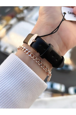 Daniel Klein Deri Kordonlu 2 Yıl Garantili 3 Atm Suya Dayanıklı Kadın Kol Saati+bileklik Bd.14274.2 Rose Gold