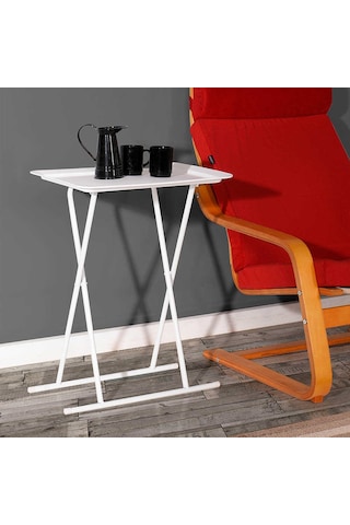 Adore Mobilya Handy Mate Katlanabilir Tepsili Sehpa Beyaz