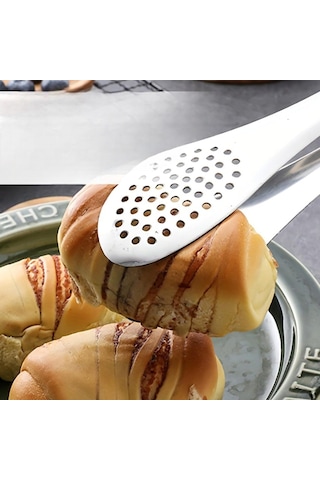 Paslanmaz Çelik Silikon Saplı Mutfak Maşası Yemek Maşası Barbekü Izgara Et Balık Maşası 1 Adet