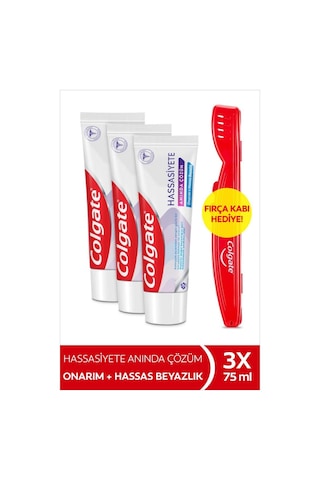 Colgate Hassasiyete Pro Çözüm Beyazlatıcı Pro Relief Diş Macunu 75 Ml X 3 Adet + Fırça Kabı Hediye