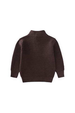 Selanik Triko Fermuarlı Kazak 2-11 Yaş Kahve Kahve