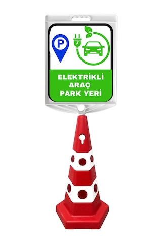 Elektrikli Araç Park Yeri Çift Taraf Baskı Kırmızı Ultra Kedi Gözlü Ağırlıklı Koni Seti Trafik Dubası