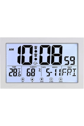 Maiyame Büyük Ekranlı Dijital Atomik Saat, Oda Sicaklığı Ve Nem Ölçer, Duvar/t Masaüstü, Akıllı Alarm, Yaşlı Dostu, Beyaz, Pil Beslemeli Beyaz