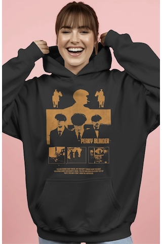 Sevbano Efsane Dizi Peaky Blinders Tommy Shelby Ön Baskılı Unisex Oversiz Siyah