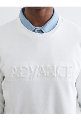 Lcw Vision Beyaz Bisiklet Yaka Baskılı Erkek Sweatshirt