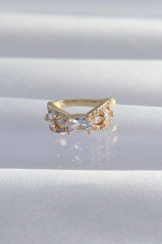 Pirinç Gold Renk Zirkon Taş Kaplama Earcuff Küpe 5886 Çok Renkli