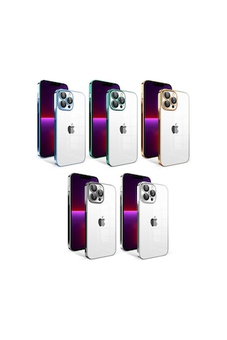 Apple Uyumlu iPhone 13 Pro Kılıf Kamera Korumalı Renkli Çerçeveli Zore Garaj Kapak Siyah