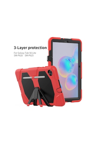 Gld-spt- Newface Samsung Uyumlu Galaxy P610 Tab S6 Lite 10.4 Kılıf Griffin Tablet Kapak - Kırmızı