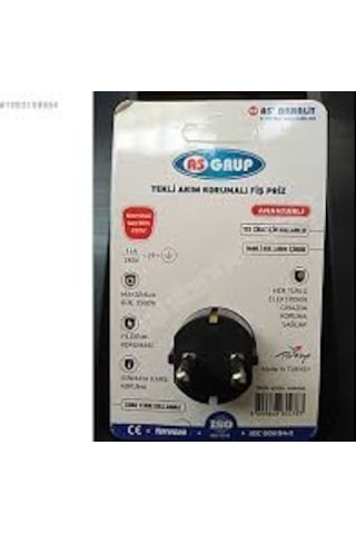 As Bakalıt Akım Korumalı Priz Anahtarlı 3500W 16 A