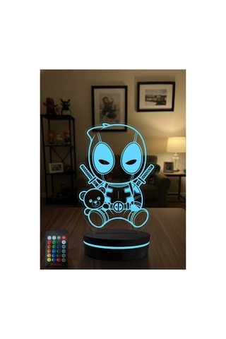 Deadpool 3d Led Gece Lambası Rgb Renk Değiştiren Kumandalı Dekoratif Lamba Çok Renkli
