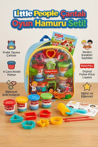 Little People Çantalı Oyun Hamuru Seti - 4 Renk Hamur Ve Şekil Kalıpları Çok  Renkli