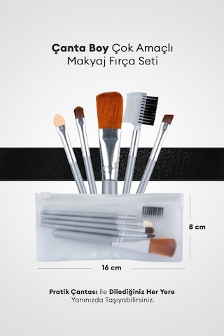 Çanta Boy Çok Amaçlı Makyaj Fırça Seti Brush Set Gray 5adet 49267396