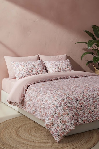 Pembe Bahar Çift Kişilik Naturel İpeksi Nevresim Takımı Pembe