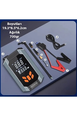 Ezere St-9632d Taşınabilir Araç Lastik Şişirme Ve Starter Akü Takviye Seti- 5775 1