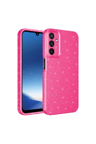 Zore Galaxy Uyumlu A24 Kılıf Kamera Korumalı Simli Lüks Koton Kapak - Turuncu Turuncu
