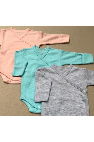 Özdemirlitekstil Bebelino Çıtçıtlı Kruvaze Badi (3 Lü Paket) Çok Renkli