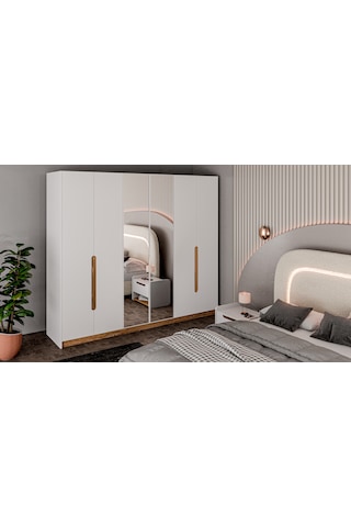 Sahra Yatak Odası Takımı 6 Kapılı Gardırop 100% Mdf Bazalı