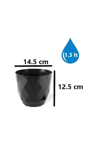 Omnipazar Krs-452 Yakamoz Tabaklı Plastik Saksı Takımı 1.3 Litre No 2 Antrasit 116