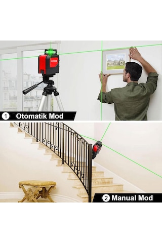 Kobb Kbl30gtp Otomatik Hizalamalı Yeşil Çapraz Çizgi Lazer Distomat + Tripod 25 M